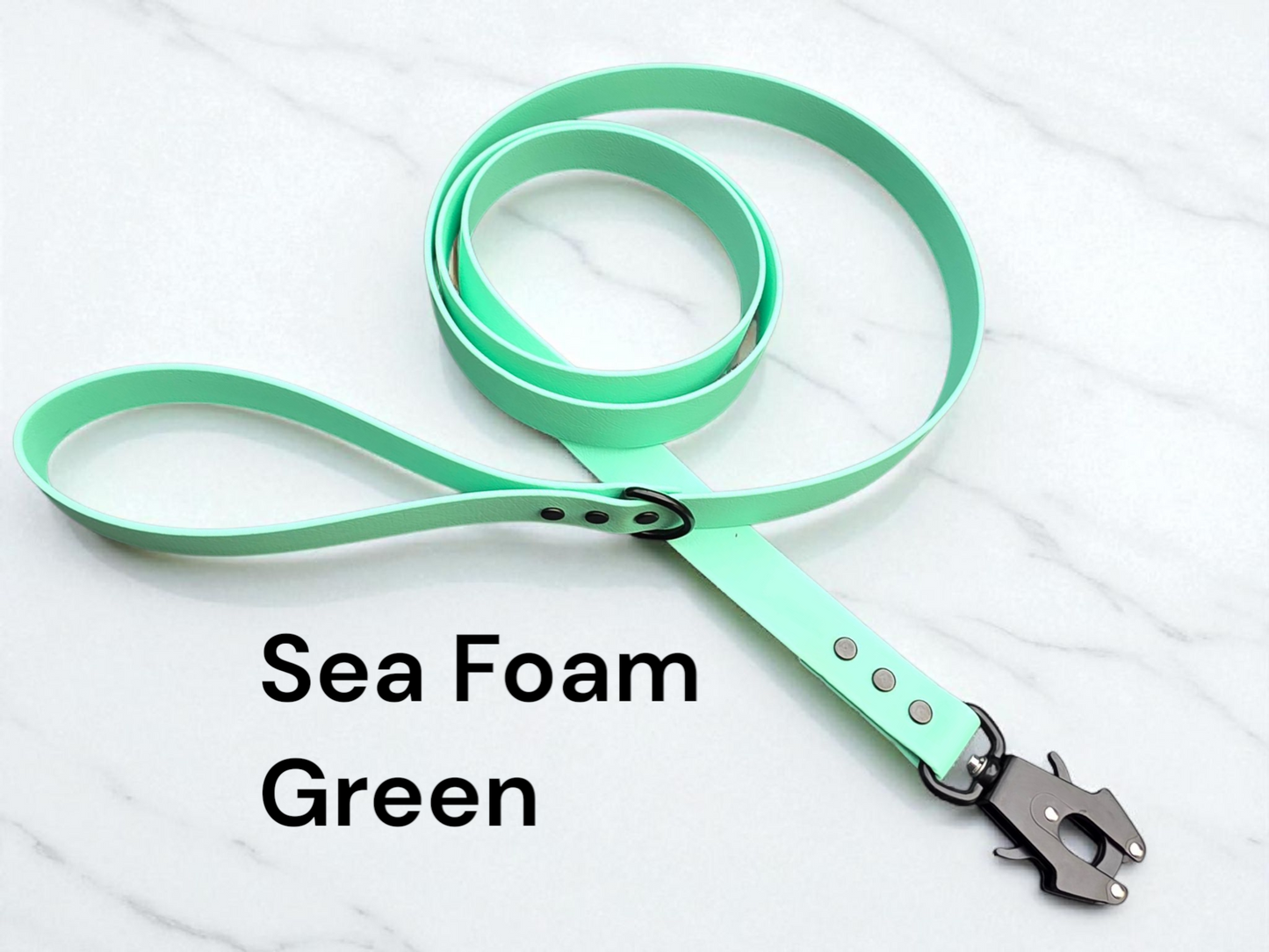 1" Wide BioThane® Leash with Black Aluminum Multifunctional Release Snap (Frog Clip) for Large Dogs
