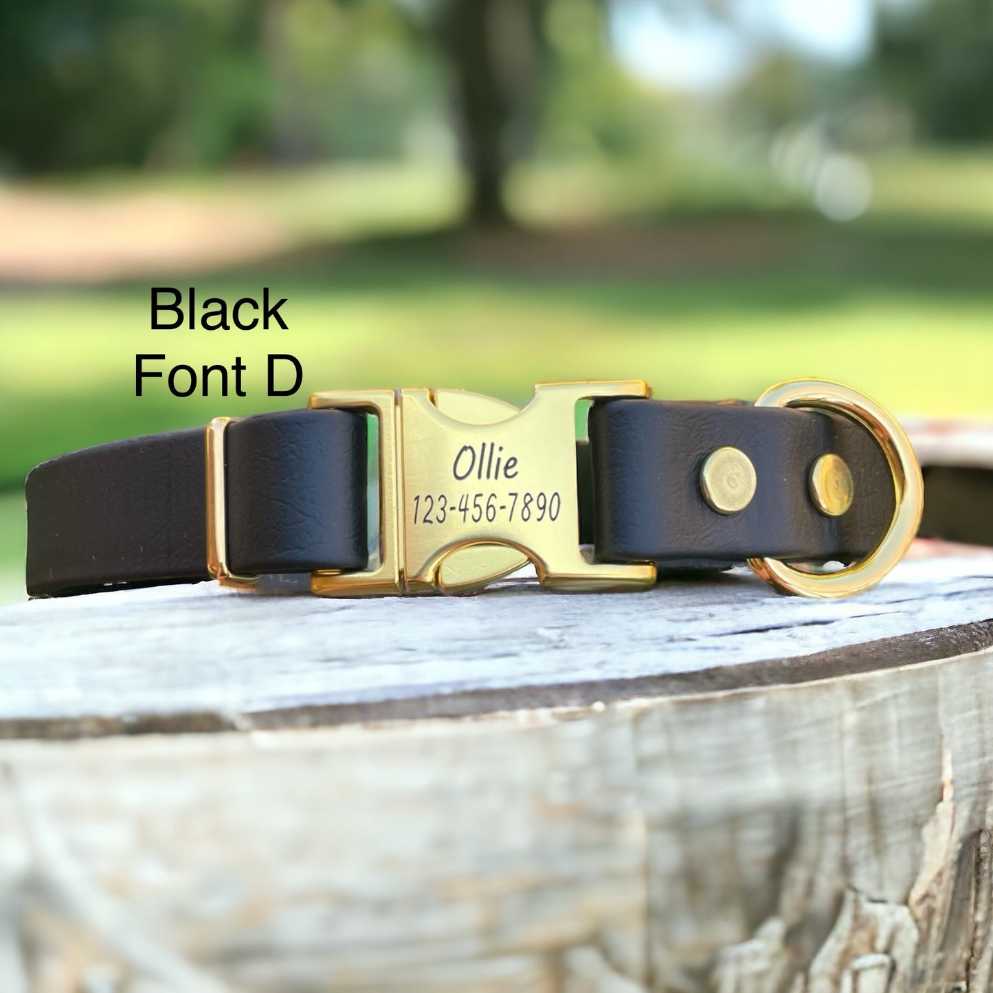 Handmade BioThane® Dog Collar with Engraved Gold Quick-Release Buckle