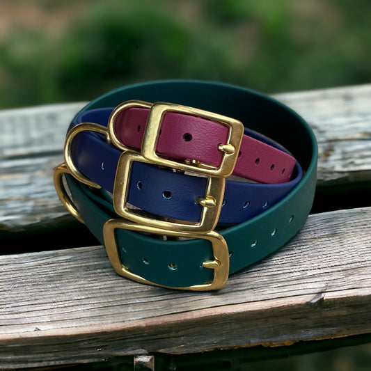 Handmade BioThane® Dog Collar with Solid Brass Buckle