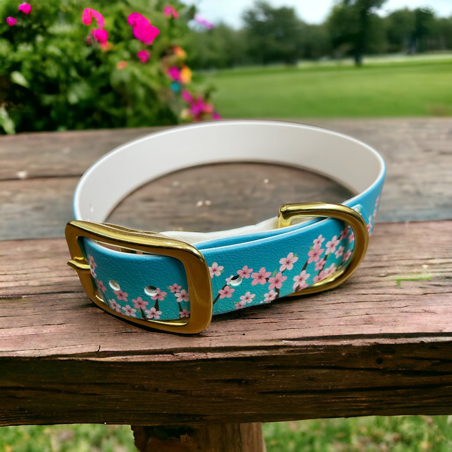 Handmade Patterned BioThane® Dog Collar with Solid Brass Buckle