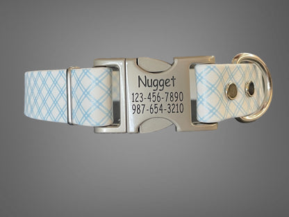 Patterned BioThane® Dog Collar with Engraved Silver Quick-Release Buckle