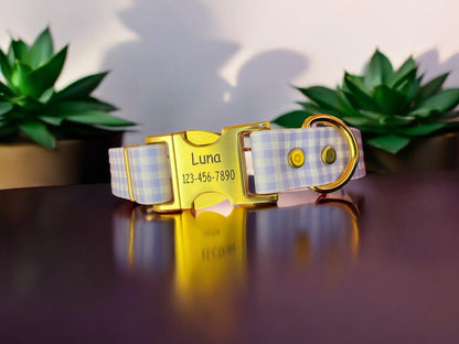 Patterned BioThane® Dog Collar with Engraved Gold Quick-Release Buckle