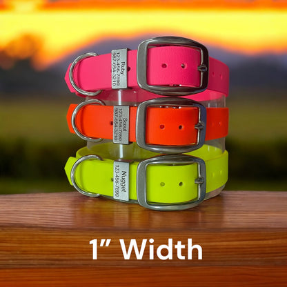 BioThane® Dog Collar with Stainless Steel Buckle and Engraved Stainless Steel Keeper