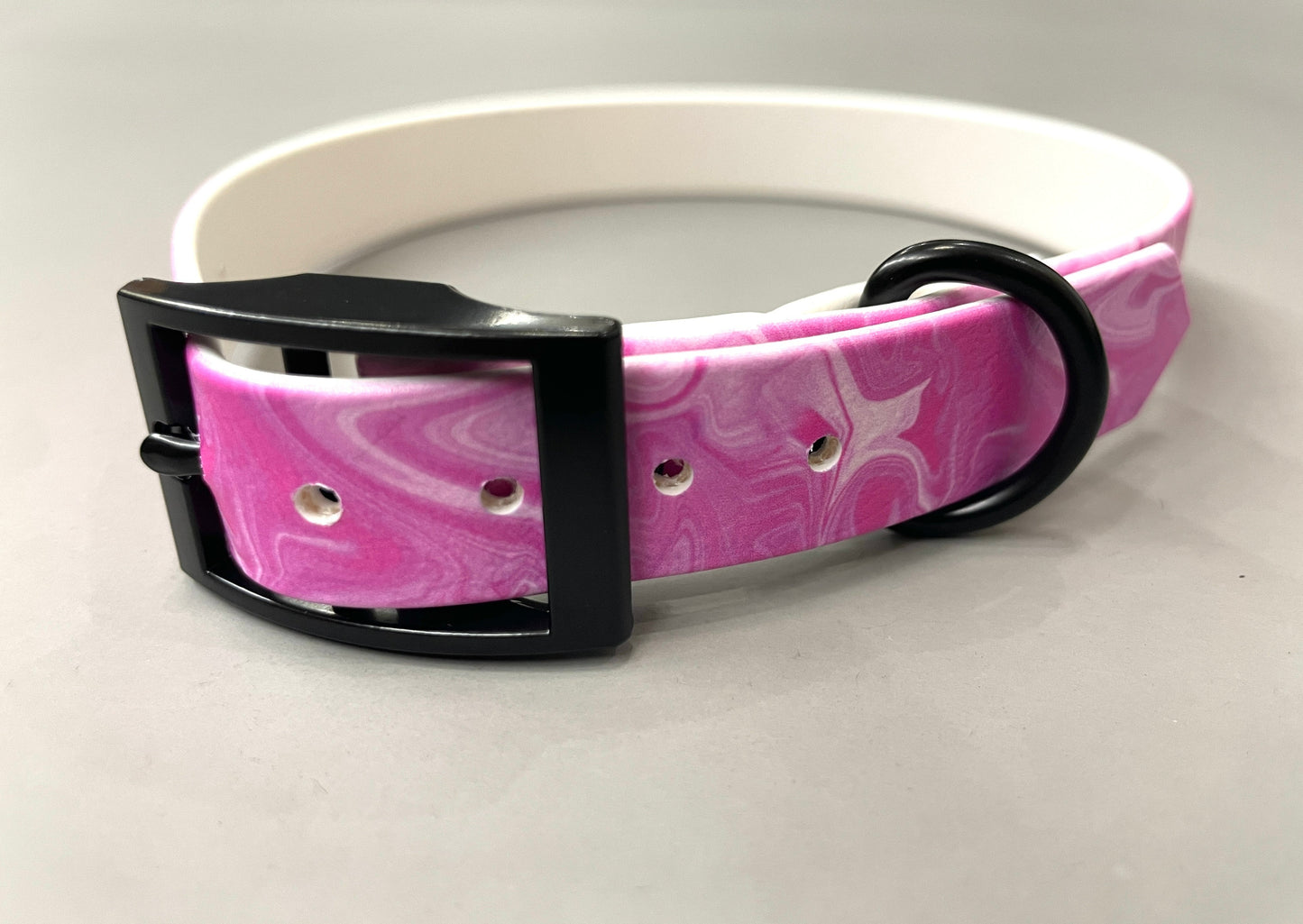 Handmade Patterned BioThane® Dog Collar with Black Buckle