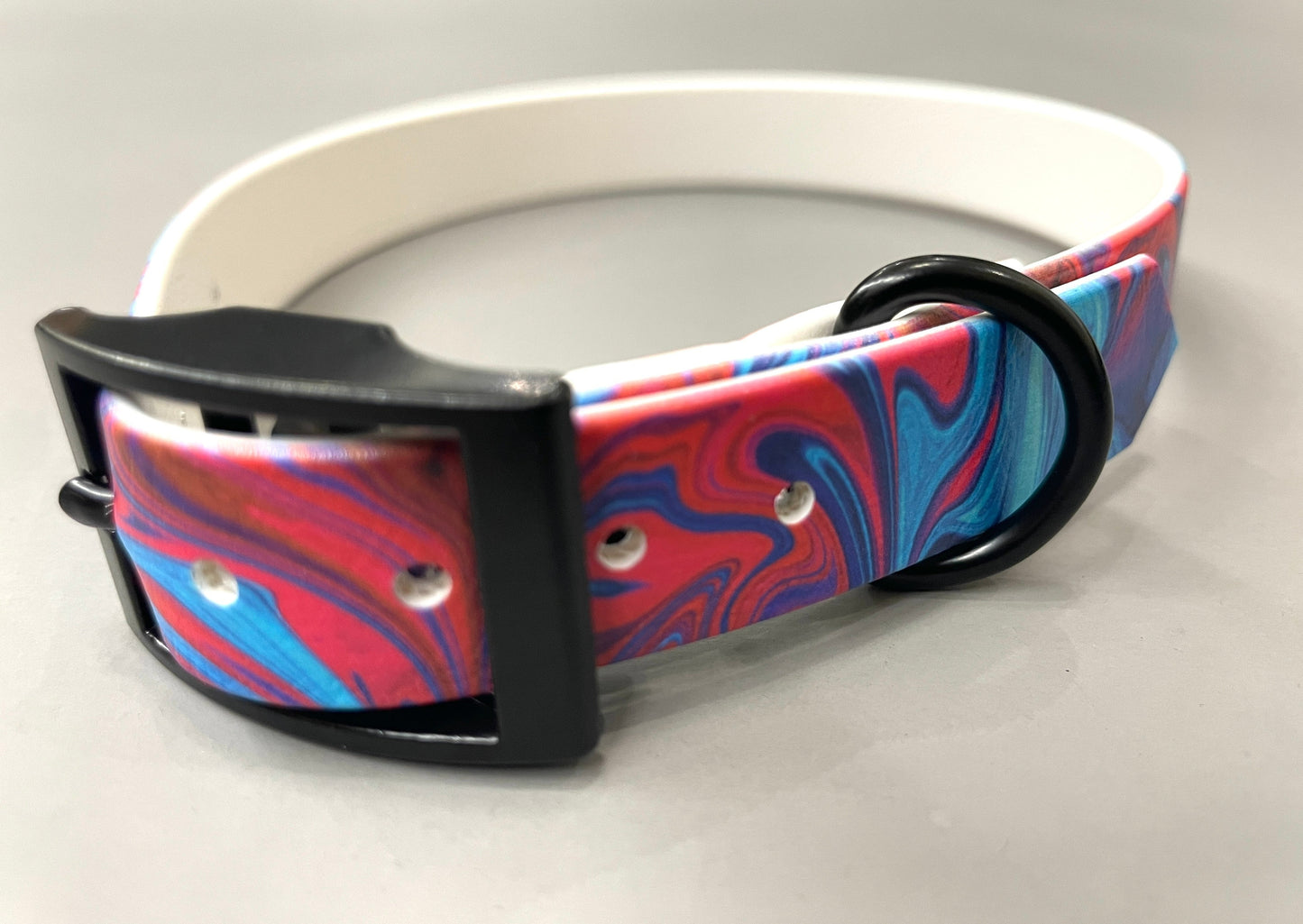 Handmade Patterned BioThane® Dog Collar with Black Buckle