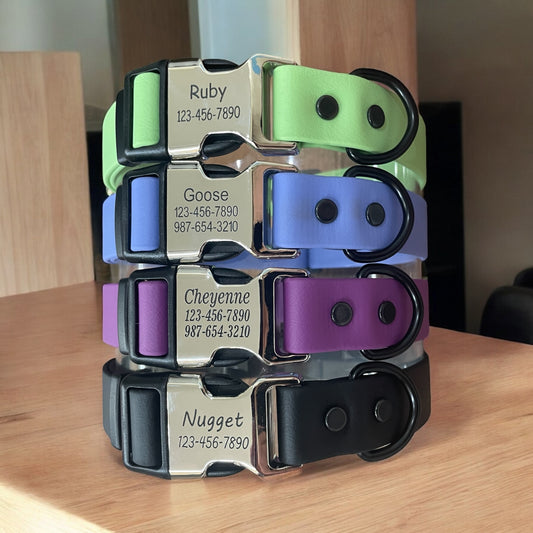 BioThane® Dog Collar with Engraved Metal/Plastic Side Release Buckle