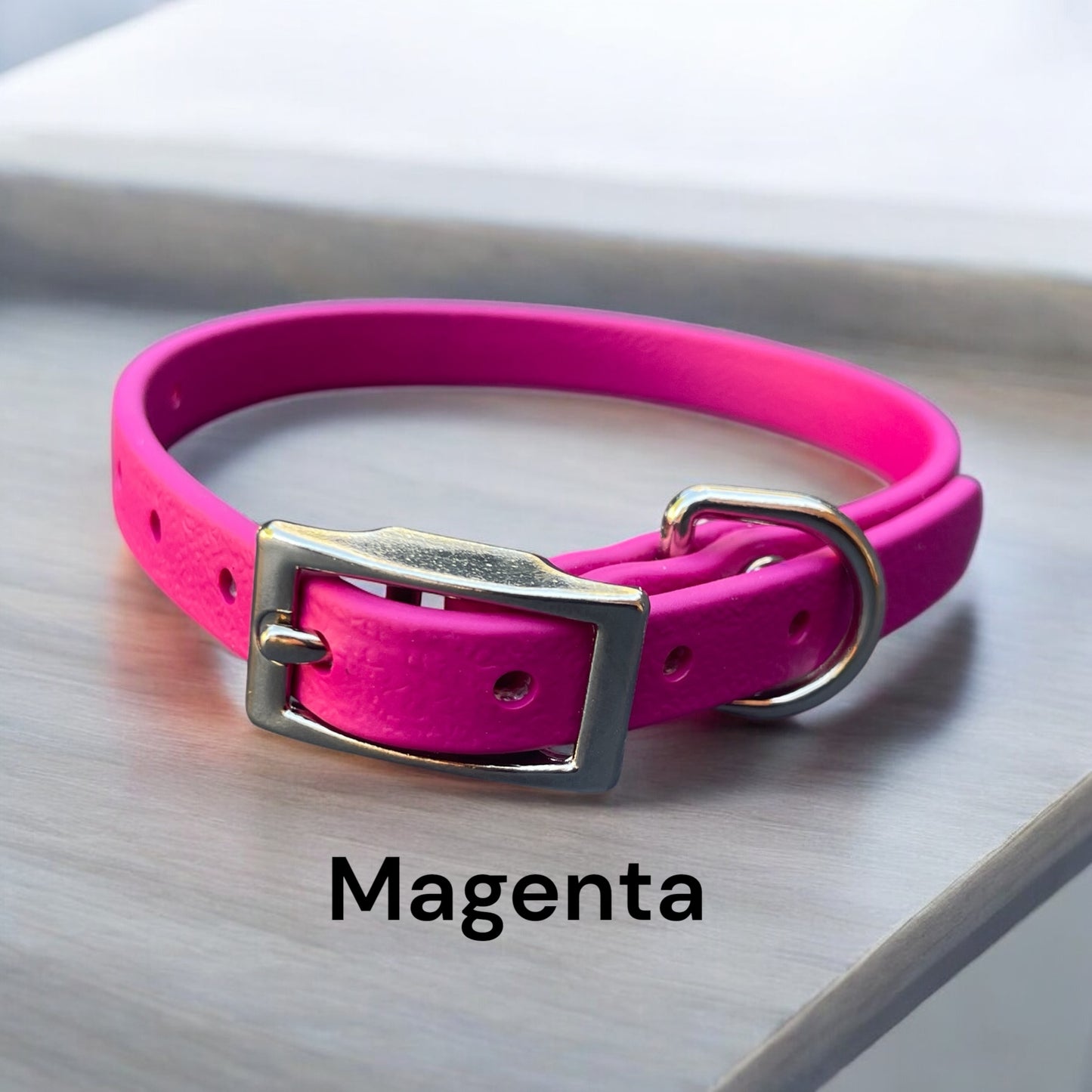 3/8" Wide BioThane® Dog Collar with Silver Buckle for Toy-Sized Dogs