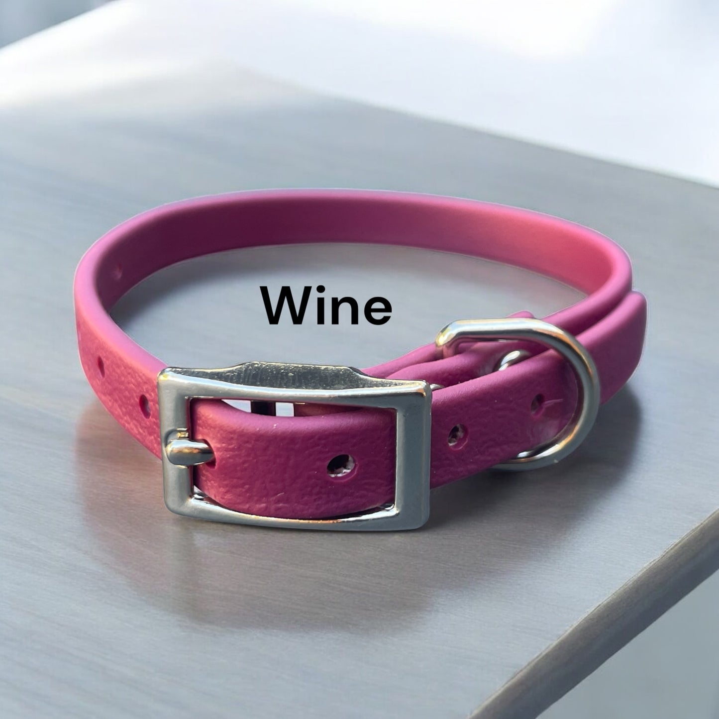 3/8" Wide BioThane® Dog Collar with Silver Buckle for Toy-Sized Dogs