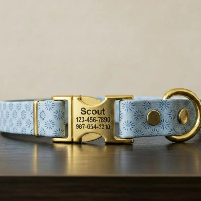 3/4" BioThane® Dog Collar with Engraved Gold Quick-Release Buckle