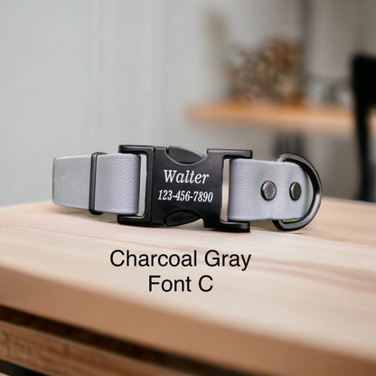 CLEARANCE** 1" Wide BioThane® Dog Collar with Engraved Black Metal Buckle