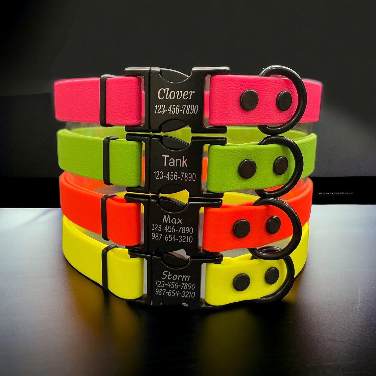 **CLEARANCE** 3/4" Wide Handmade BioThane® Dog Collar with Engraved Black Metal Buckle