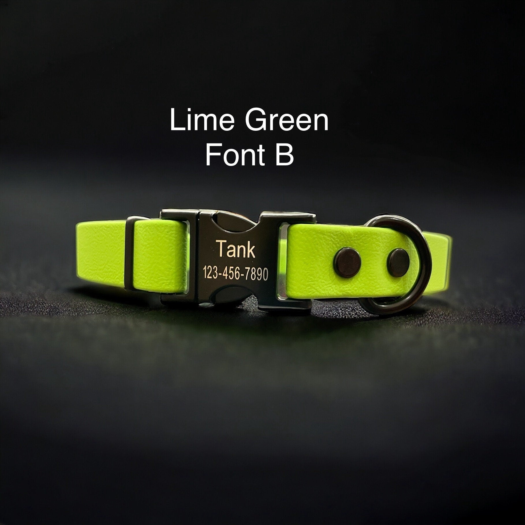 **CLEARANCE** 3/4" Wide Handmade BioThane® Dog Collar with Engraved Black Metal Buckle