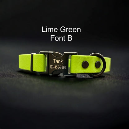 **CLEARANCE** 3/4" Wide Handmade BioThane® Dog Collar with Engraved Black Metal Buckle