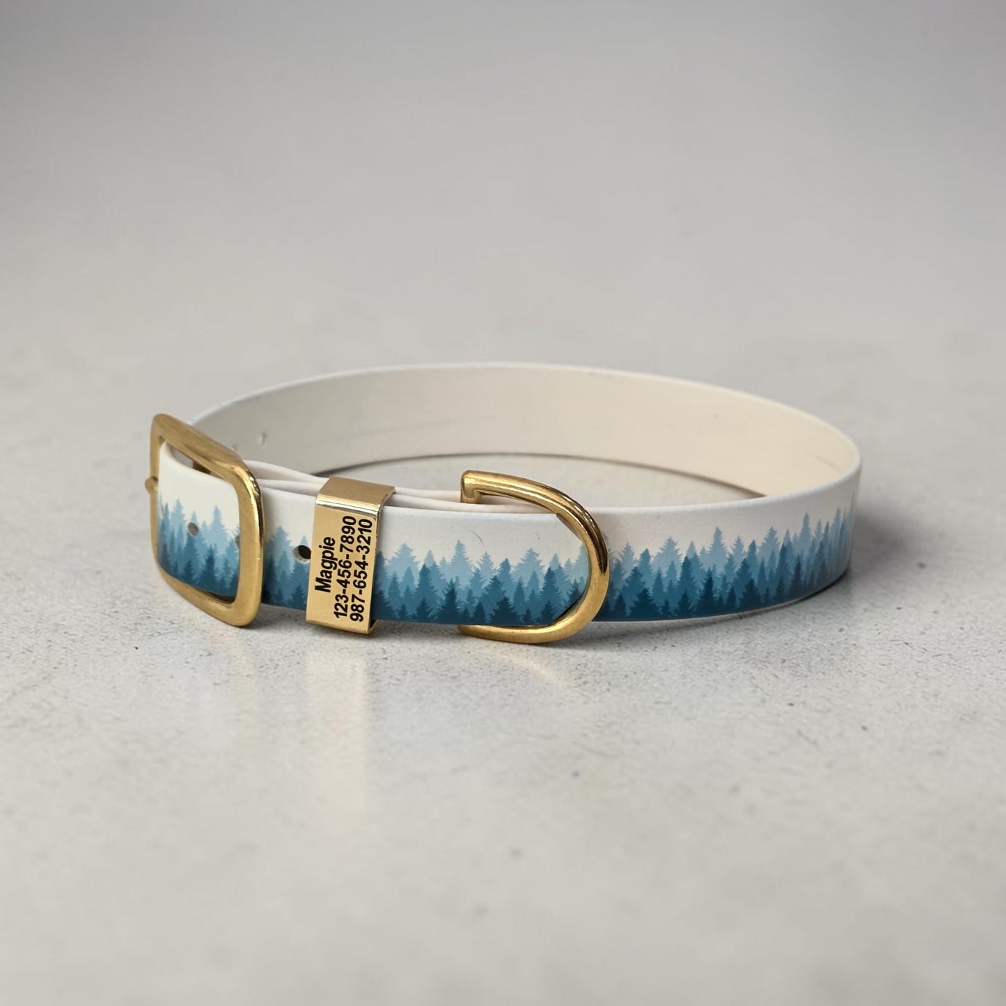 Patterned 3/4" and 1" Wide BioThane® Dog Collar with Engraved Polished Solid Brass Keeper