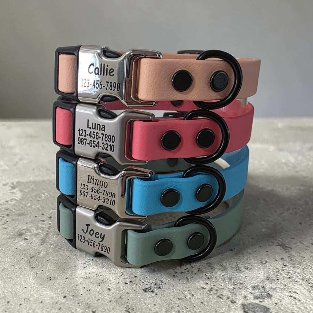 5/8" Wide Personalized Quick-Release BioThane® Dog Collar for Small Dogs
