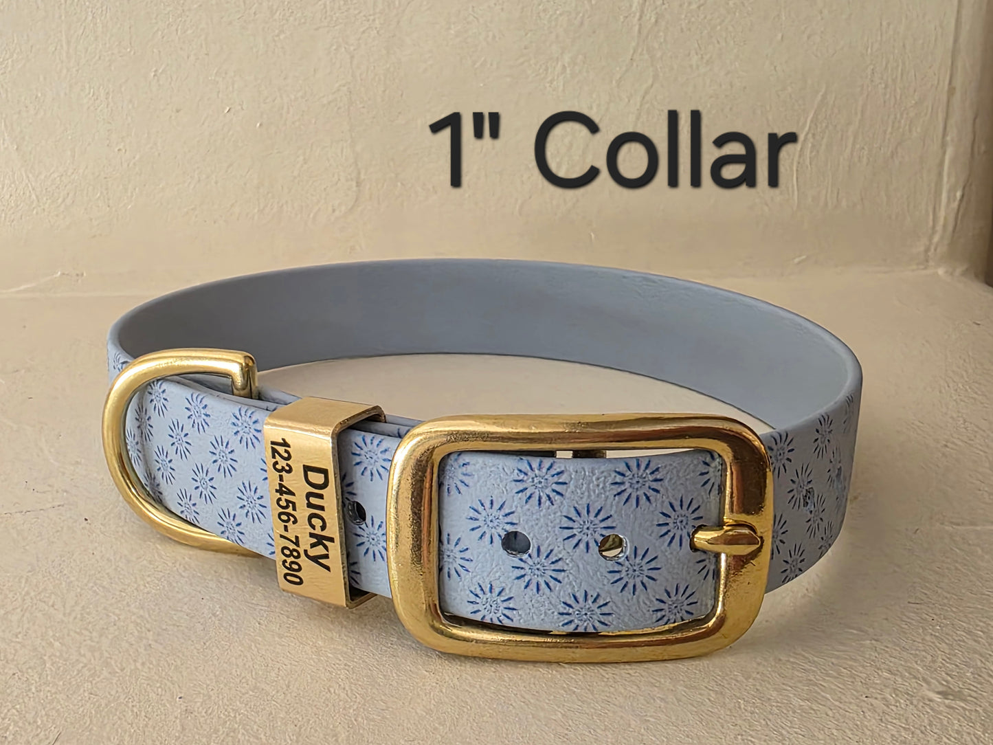 3/4" and 1" Wide Personalized BioThane Dog Collar with Engraved Solid Brass Keeper