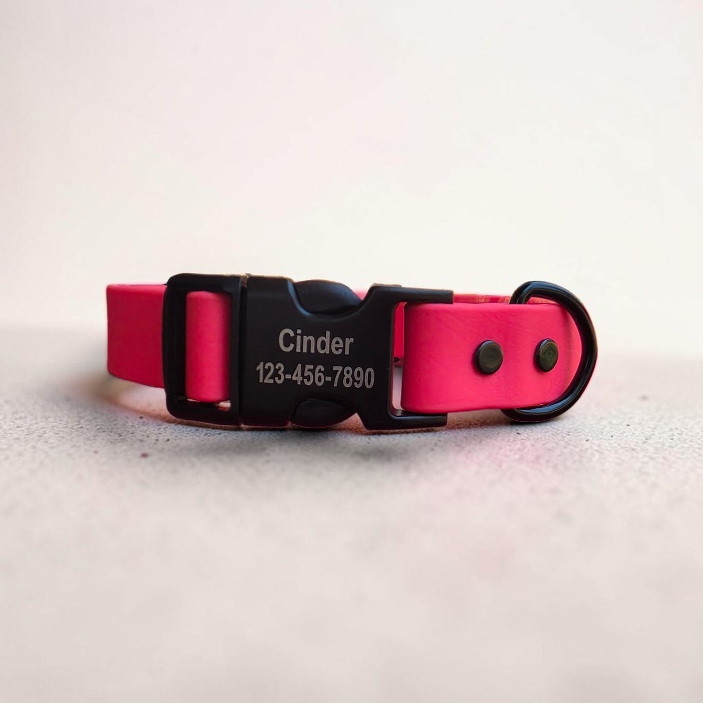 1" Wide BioThane® Dog Collar with Engraved Black Metal/Plastic Side Release Buckle