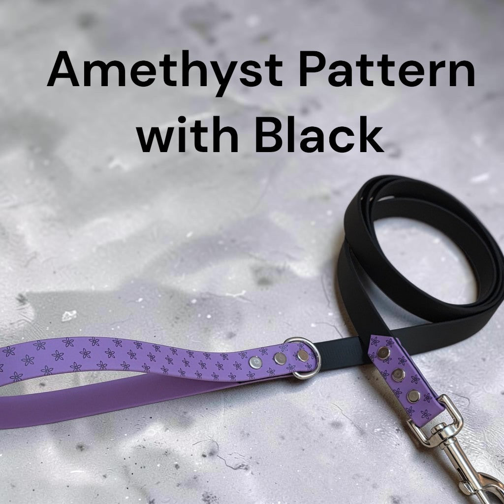 3/4" Wide Patterned Two-Tone BioThane® Leash for Large Dogs