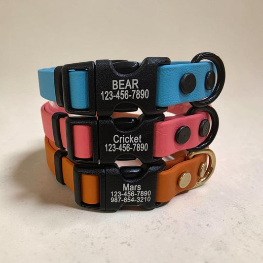 5/8" Wide BioThane® Dog Collar with Engraved Plastic Side Release Buckle